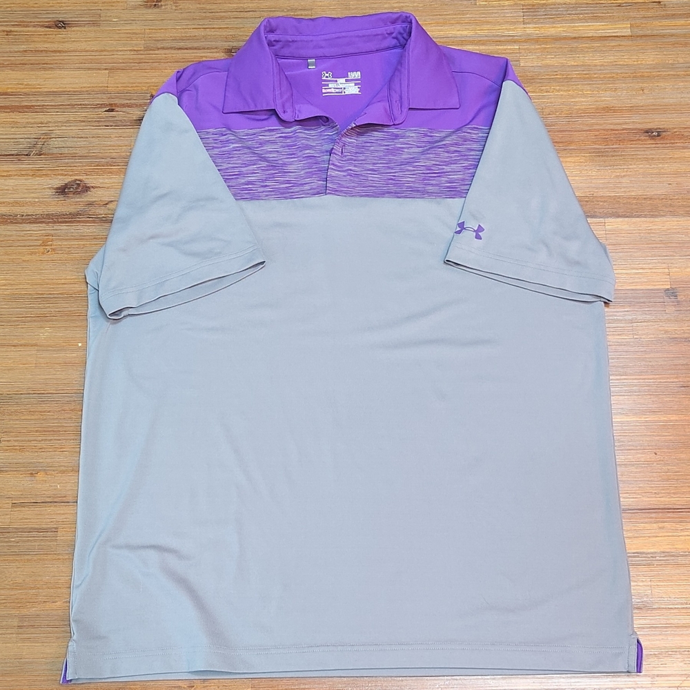 Under Armour Men's Purple and Gray Polo Shirt